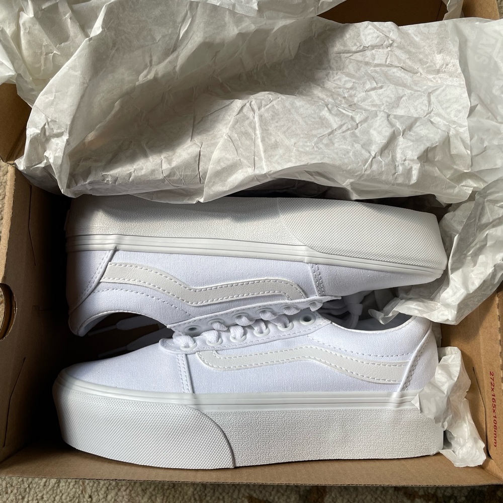 White Vans Ward Platform Sneakers